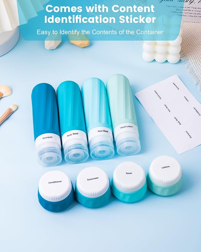 Travel Bottles for Toiletries, 10 Pack, TSA Approved, 3oz/90ml Silicone - Image 5