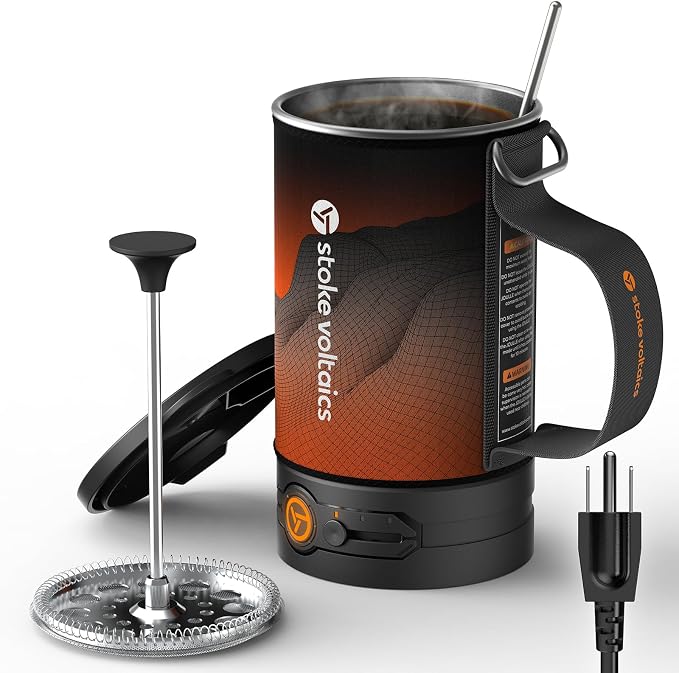 Electric French Press Coffee Maker, 120V Boil Water & Press Coffee 2-in-1 by STOKEVOLTAICS