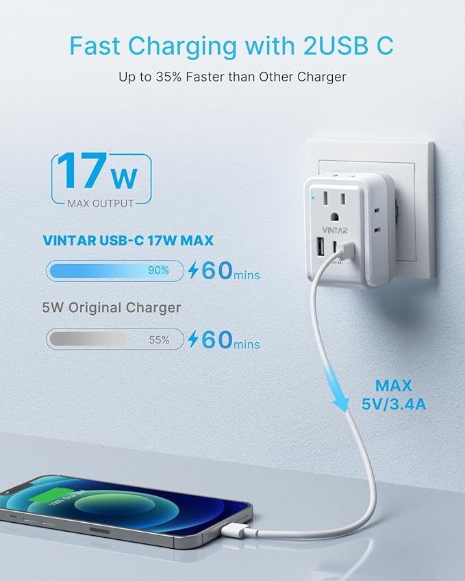 VINTAR Universal Travel Adapter Kit, International Power Adapter - Image 4