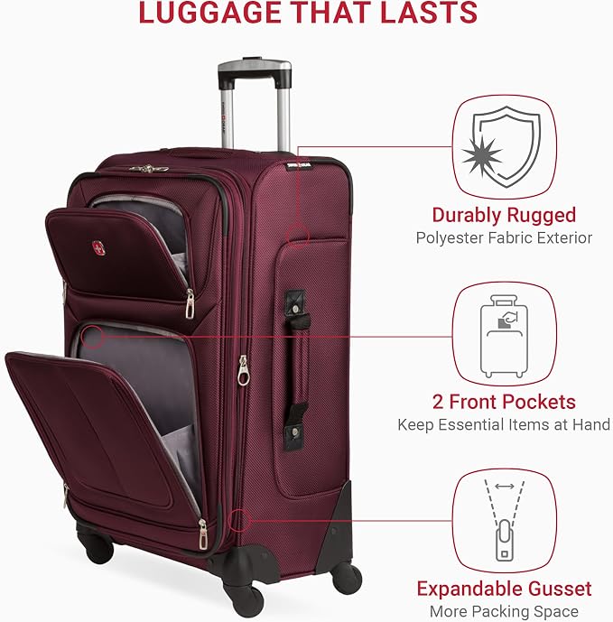 SwissGear Sion Softside Expandable Luggage, Checked-Medium 25-Inch - Image 4