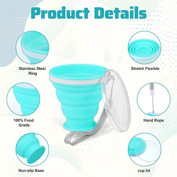 3 Pack Collapsible Cups for Traveling, Collapsible Travel Cup, Portable - Image 3