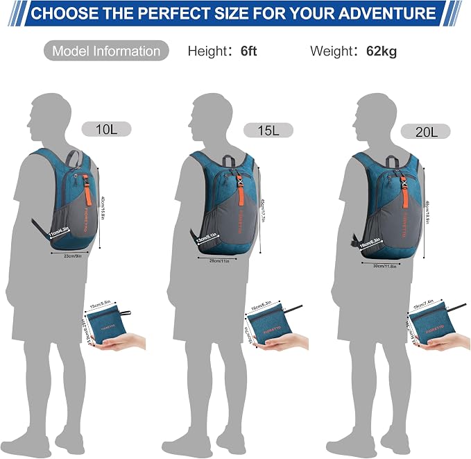 FIORETTO 10L Hiking Backpack for Women Men Mini Packable Backpack Lightweight - Image 5