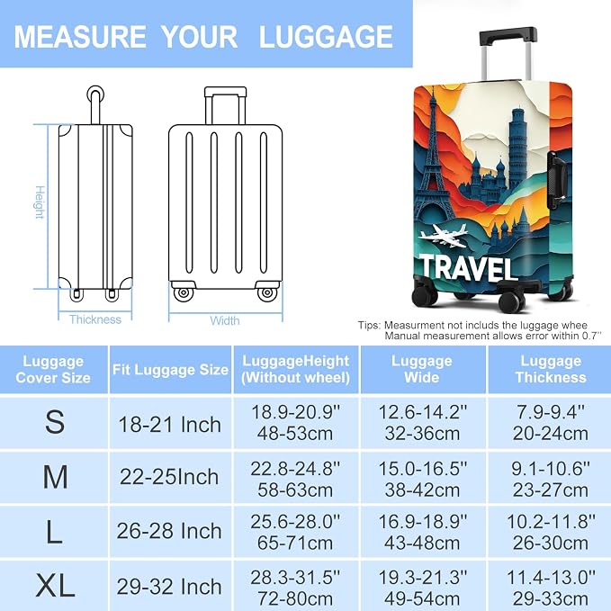 Luggage Cover Washable Suitcase Protector Anti-Scratch, Stretchable Fit - Image 2