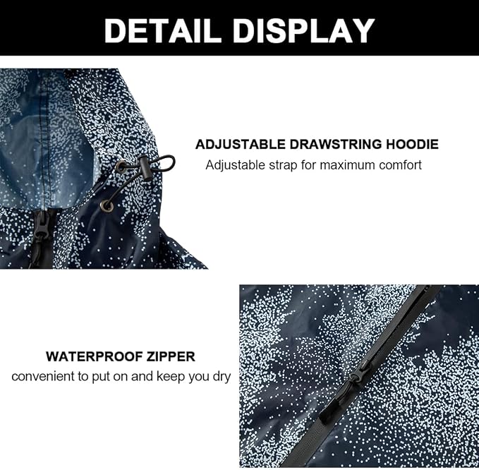 Rain Poncho Jacket Coat Hooded Zipper Style - Image 5