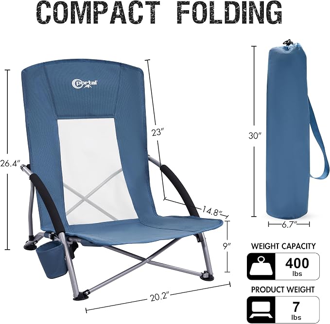 PORTAL Beach Chairs for Adults Camping Low Lightweight Portable Chair - Image 3