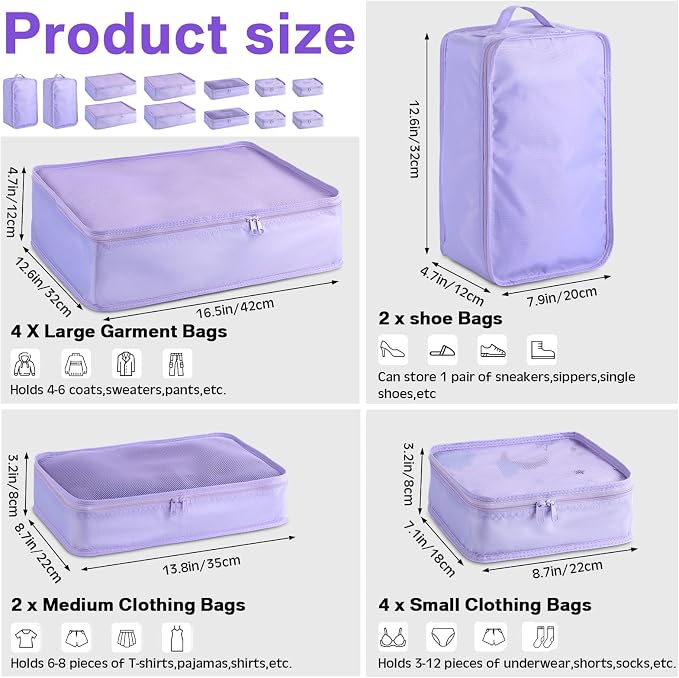 Reginary 6 Set Travel Packing Cubes Luggage Organizer Set Lightweight Suitcase - Image 2