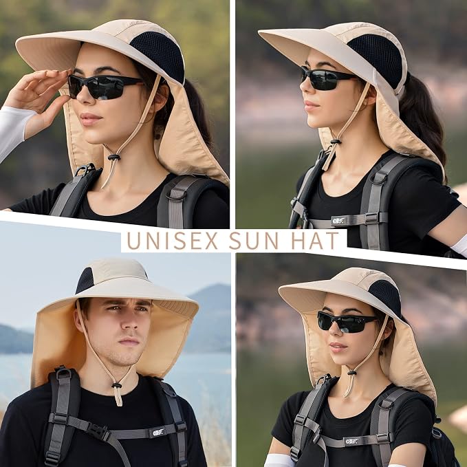 Sun Hat for Men Women with Neck Flap, UPF 50+ UV Protective Hiking Fishing Hats - Image 5