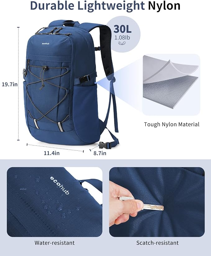 ECOHUB Hiking Backpack 30L Travel Backpack Lightweight Casual Daypack Water - Image 5