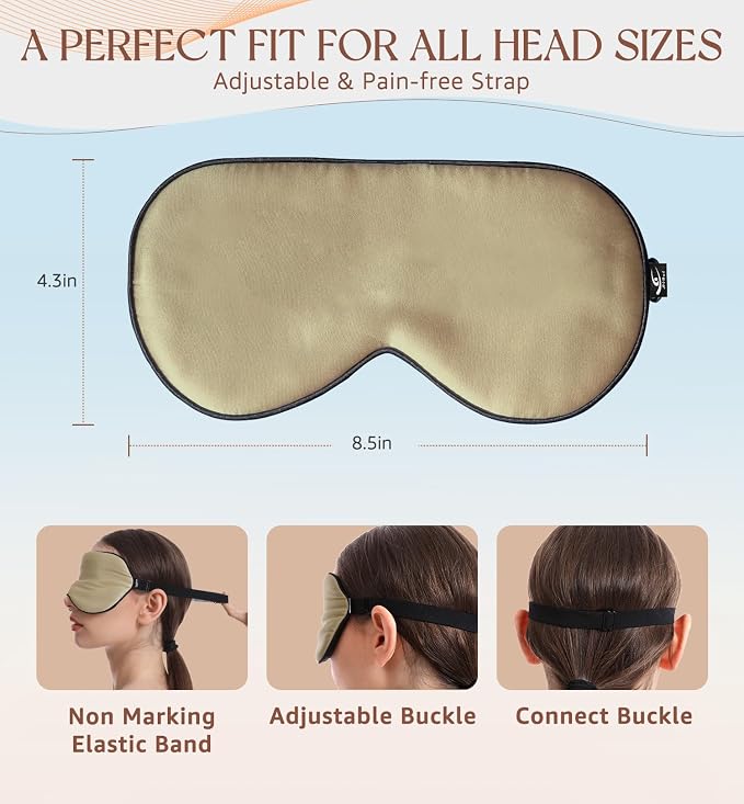 HiRui Silk Sleep Mask, 100% Natural Mulberry Silk of Double-Sided & - Image 5
