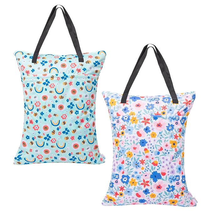 ALVABABY 2 Pack Large Wet Dry Bag Waterproof Hanging Cloth Diaper by ALVABABY