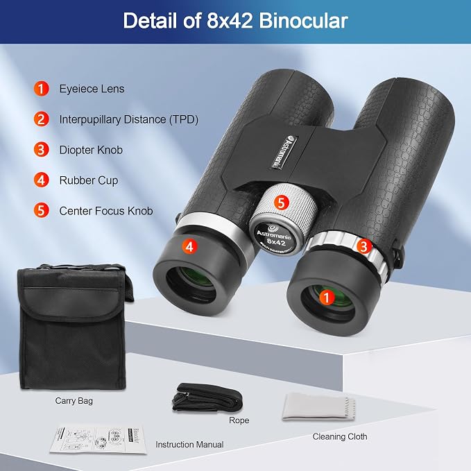 Astromania 8x42 Compact Binoculars -BK7 Prism -Gifts - Image 7