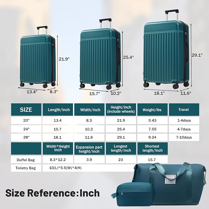 Merax Luggage Sets, Durable Hardshell 3 Piece Suitcase - Image 2