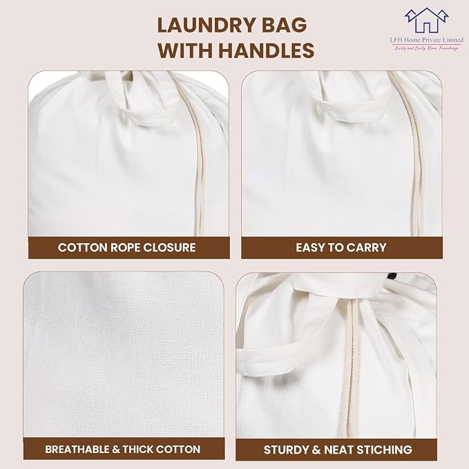 LFH Home Cotton Canvas Large Laundry Bag - Image 3