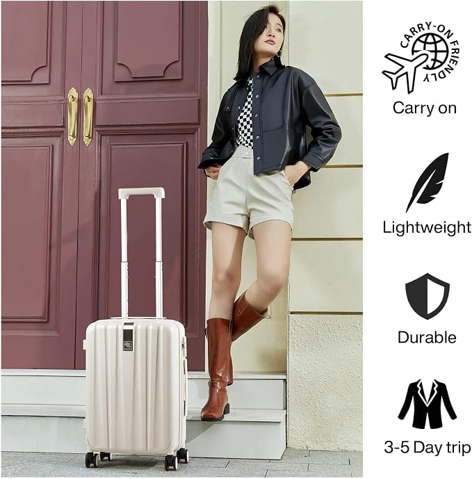 Hanke 20 Inch Carry On Luggage 22x14x9 Airline Approved Lightweight PC Hard - Image 8