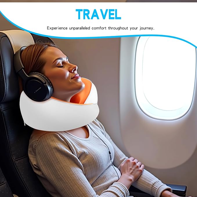 Adjustable Memory Foam White U-Shaped Travel Pillow - Image 6