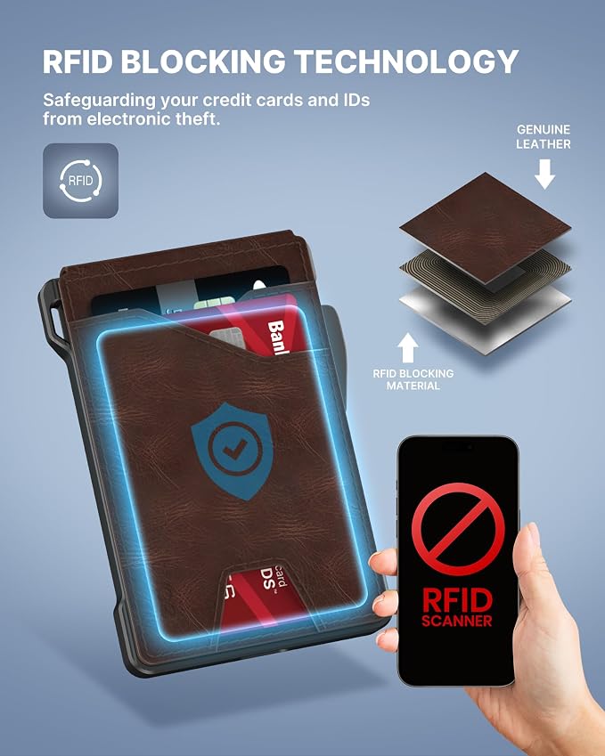 typecase Tactical Wallet for Men Card Holder: Pop Up Card Case, Genuine Leather - Image 7