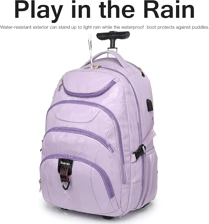 Boavan Rolling Backpack for Women, 17.3 Inch Wheeled Laptop Backpack, Large - Image 6