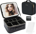 Travel Makeup Bag with LED Mirror – Waterproof Cosmetic Train Case with by ZhenGuiRu