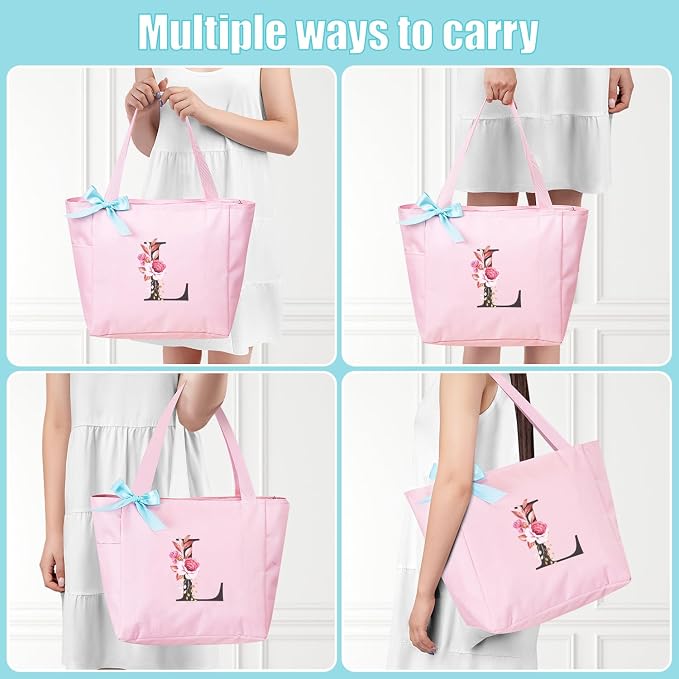 Vavabox Tote Bag, A-Z Initial Monogrammed Waterproof Tote Bag, Bridesmaid Gifts - Image 4