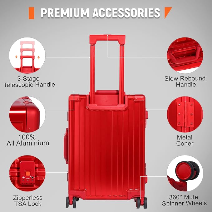 UrbanExplorer All Aluminum Carry On Luggage 22x14x9 Airline Approved Heavy Duty - Image 6