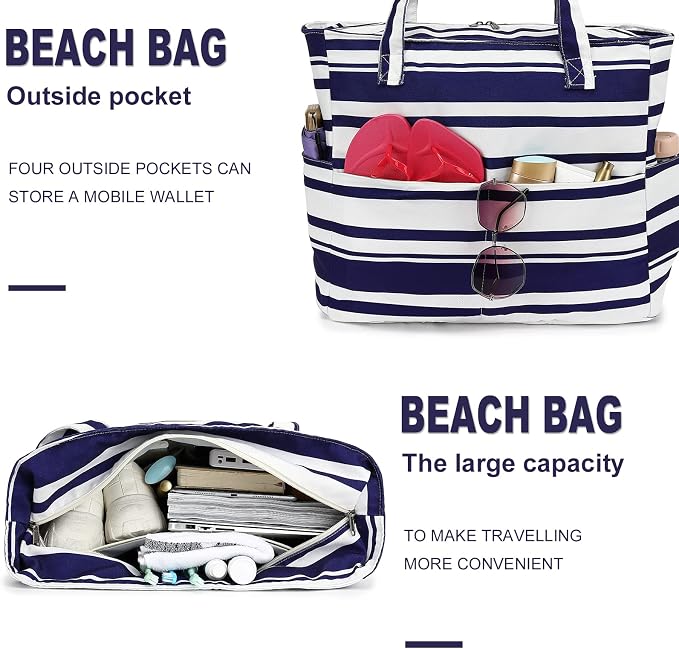 LEDAOU Beach Bag Waterproof Sandproof Women Tote Bag Pool Bag - Image 5