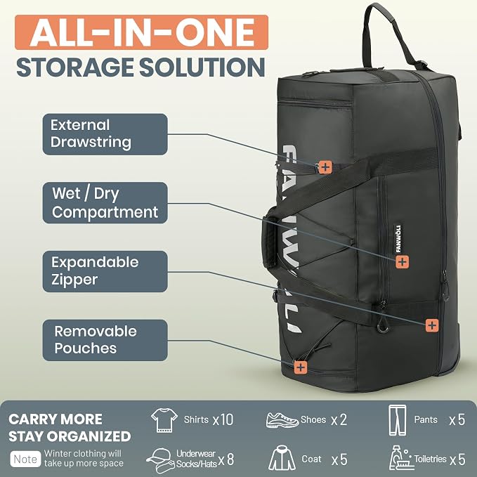 Fanwoli 30'' Rolling Duffel Bag - Image 5