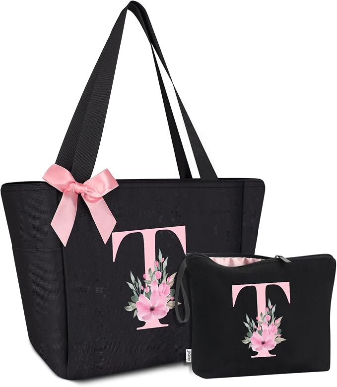 Vavabox Tote Bag, A-Z Initial Monogrammed Waterproof Tote Bag, Bridesmaid Gifts by Vavabox