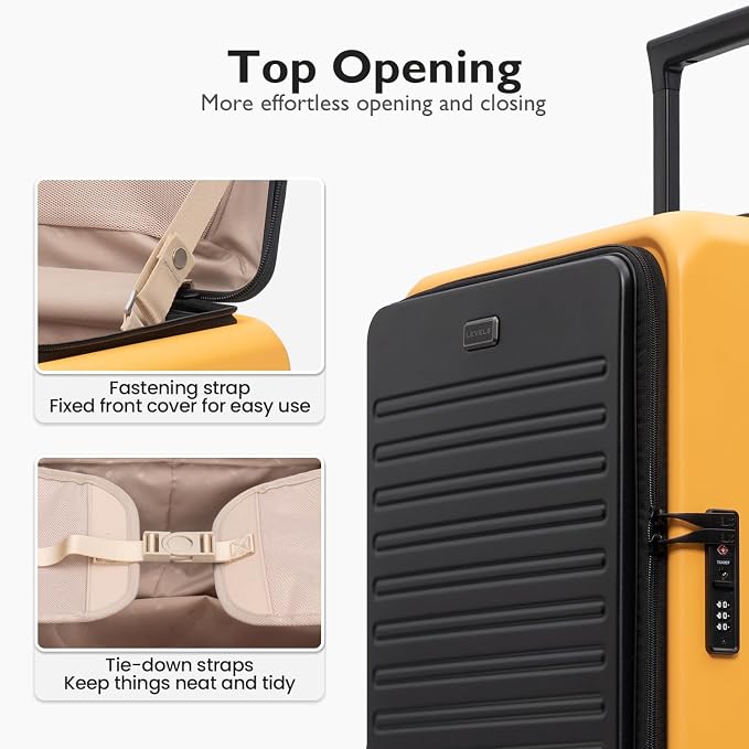 LEVEL8 Top Opening Carry on Luggage Hardshell, Large Suitcases - Image 3