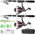 Fishing Pole Combo Set, 2.1m/6.89ft 2PCS Collapsible Rods 2PCS Spinning Reels by Makefishingbeeasy