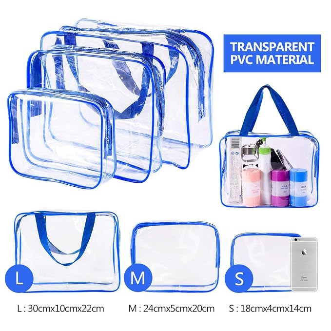 6Pcs Crystal Clear PVC Travel Toiletry Bag Kit - Image 3