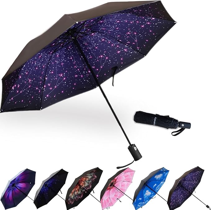 LLanxiry Compact Travel Umbrella, Mini Windproof Umbrellas by LLanxiry