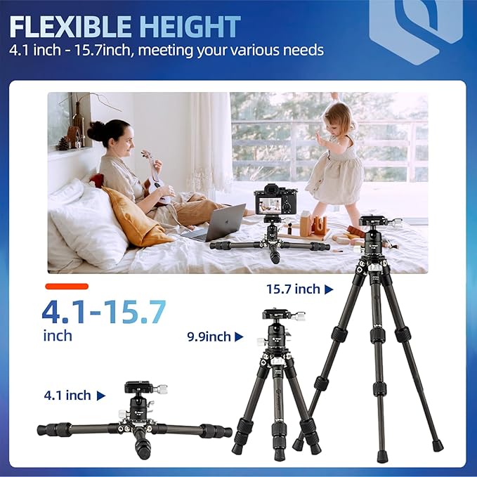 Fotopro Carbon Fiber Mini Tripod Lightweight Compact Travel Tripod - Image 4