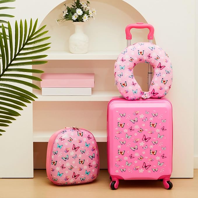Sanwuta 4 Pcs Kids Luggage Set Kids Backpack Travel Rolling Suitcase - Image 7