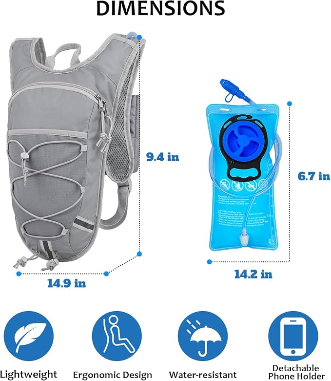 Lightweight Hydration Backpack 2L Water Bladder Pack - Image 2