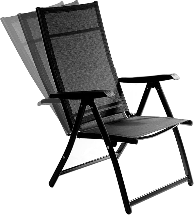 Heavy Duty Durable Adjustable Reclining Folding Chair Outdoor Indoor Garden Pool by TechcareMassager