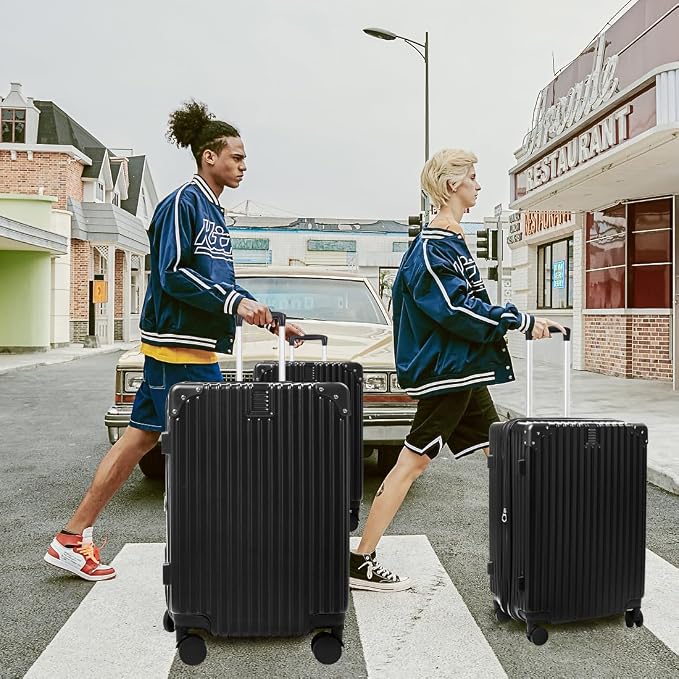 3-Piece Expandable Luggage Set Suitcase in Classic Black -Double Wheel - Image 2