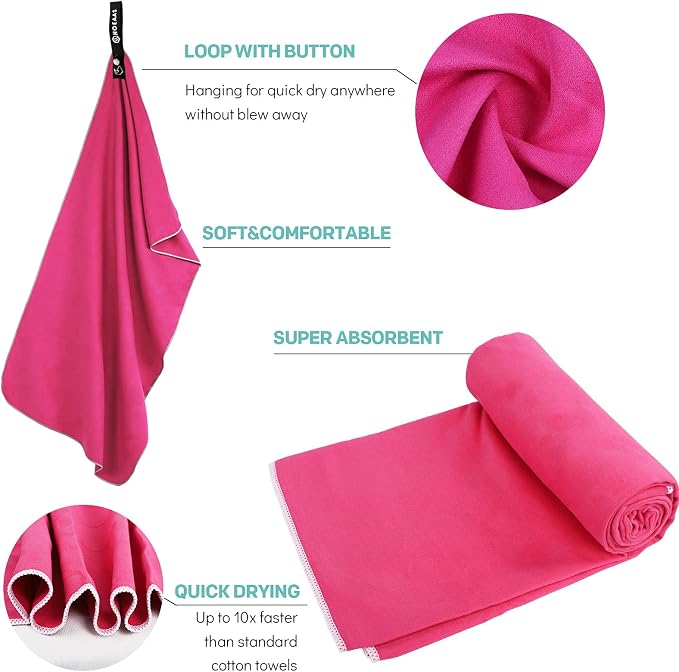 HOEAAS 2 Pack Microfiber Camping Towels, Quick Dry Towel, Super Absorbent Ultra - Image 4