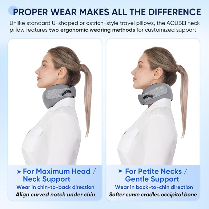 Compact Travel Pillow with Adjustable Straps & Washable Cover, Portable Neck - Image 4