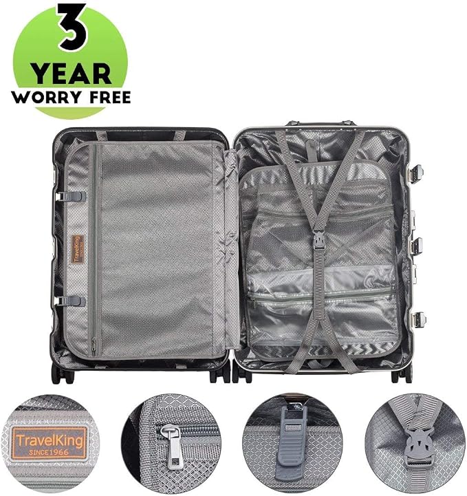 TRAVELKING All Aluminum Luggage Zipperless Hard Shell Suitcase - Image 4