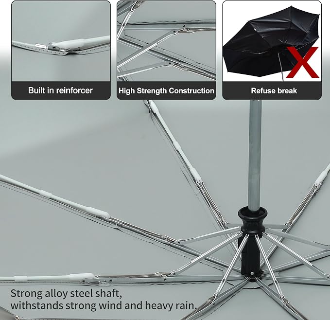 Color Glue Coating Sun Umbrella UV Protection Compact Folding Windproof - Image 4