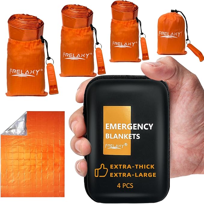 Frelaxy Emergency Blanket 2-Pack/4-Pack, Extra-Thick Extra-Large Space Blankets by Frelaxy