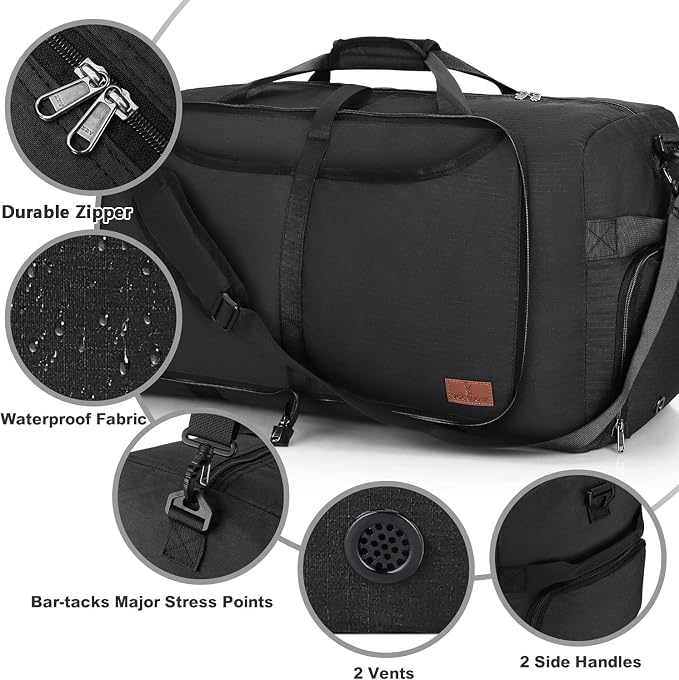 80L Duffle Bag for Travel, Large Foldable Waterproof Travel Duffel Bags - Image 6
