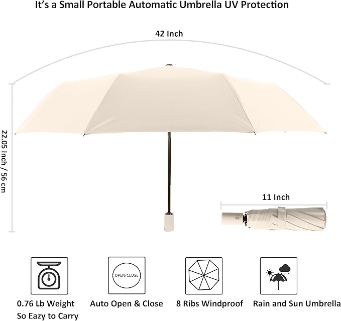 BAODINI Small UV Protection Travel Umbrella Compact - Image 6