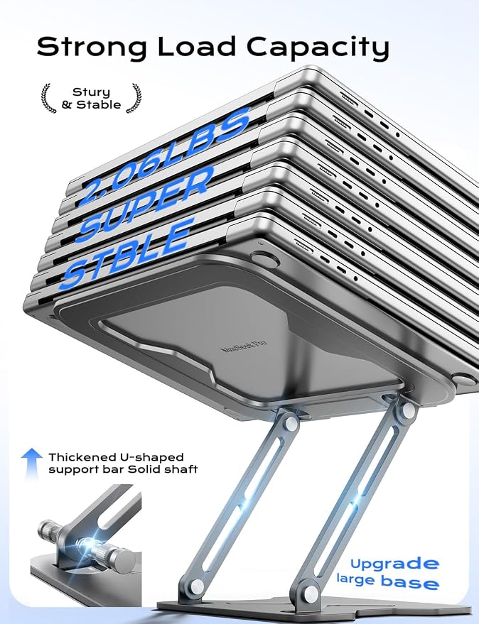 Foldable Laptop Stand for Desk, Adjustable Height Ergonomic Computer Stand - Image 4