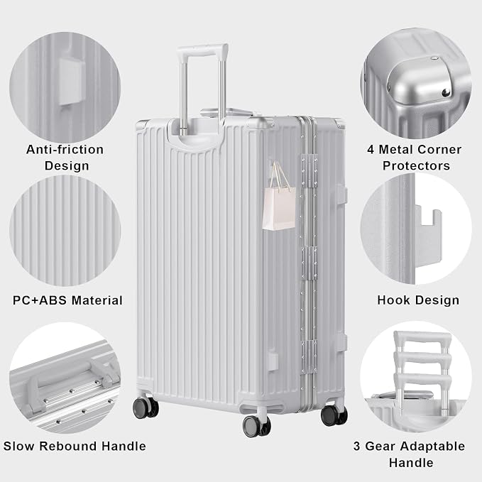 AnyZip Luggage Sets 2 Piece Aluminum Frame Carry On and Checked Suitcase PC ABS - Image 4