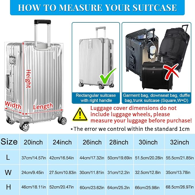 Yotako Clear PVC Suitcase Cover Tough Protector, 26 Inch Luggage Covers - Image 5