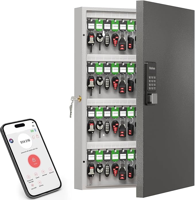 96 Key Lock Box Wall Mount, Smart Key Cabinet One Time Password/APP by DiDiHere