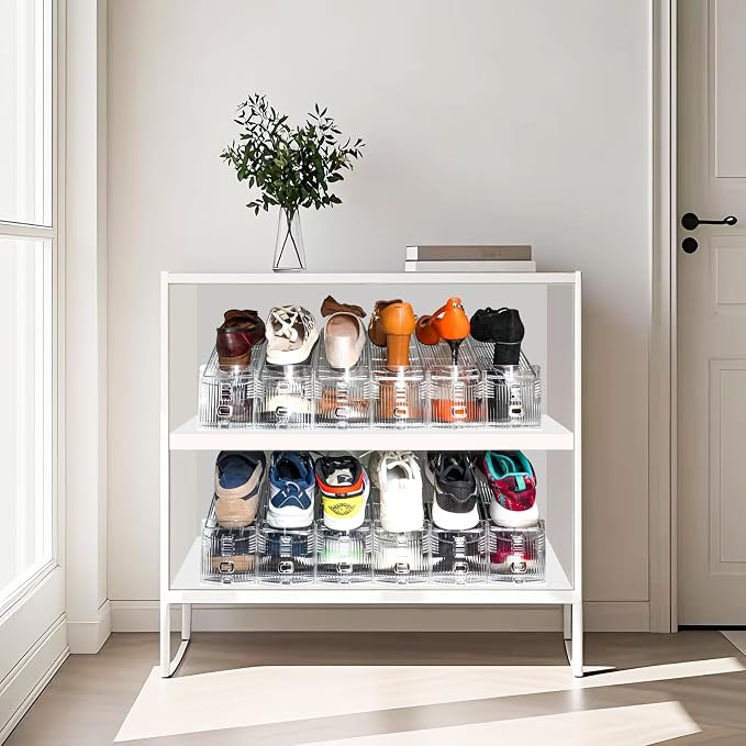 Shoe Slots Organizer, 50% Space-Saving Storage Rack Holder, Transparent - Image 2