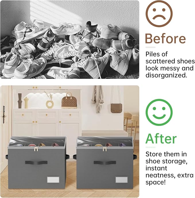 Shoe Organizer for Closet, Foldable Shoe Storage Containers, Fits up to 16 Pairs - Image 4