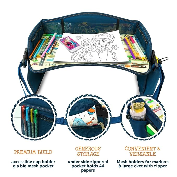 Coolmum Kids Travel Tray, Toddler Car Seat Tray, Double Sided Activity Organizer - Image 5